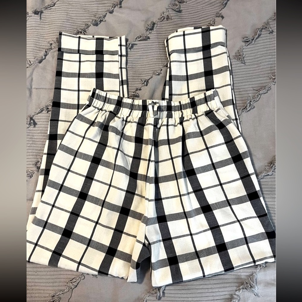 Cuffed Plaid Pants